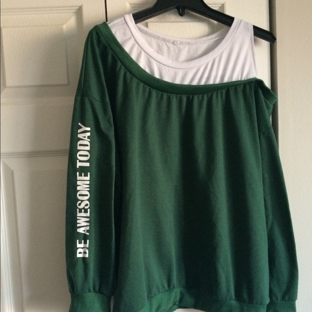 BE AWESOME TODAY Cold Shoulder Sweatshirt